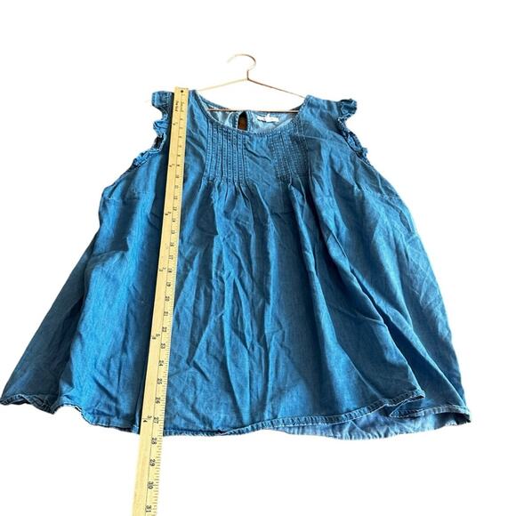 Maurices Denim Chambray Ruffle Sleeve Top - Size 2X - Picture 3 of 5